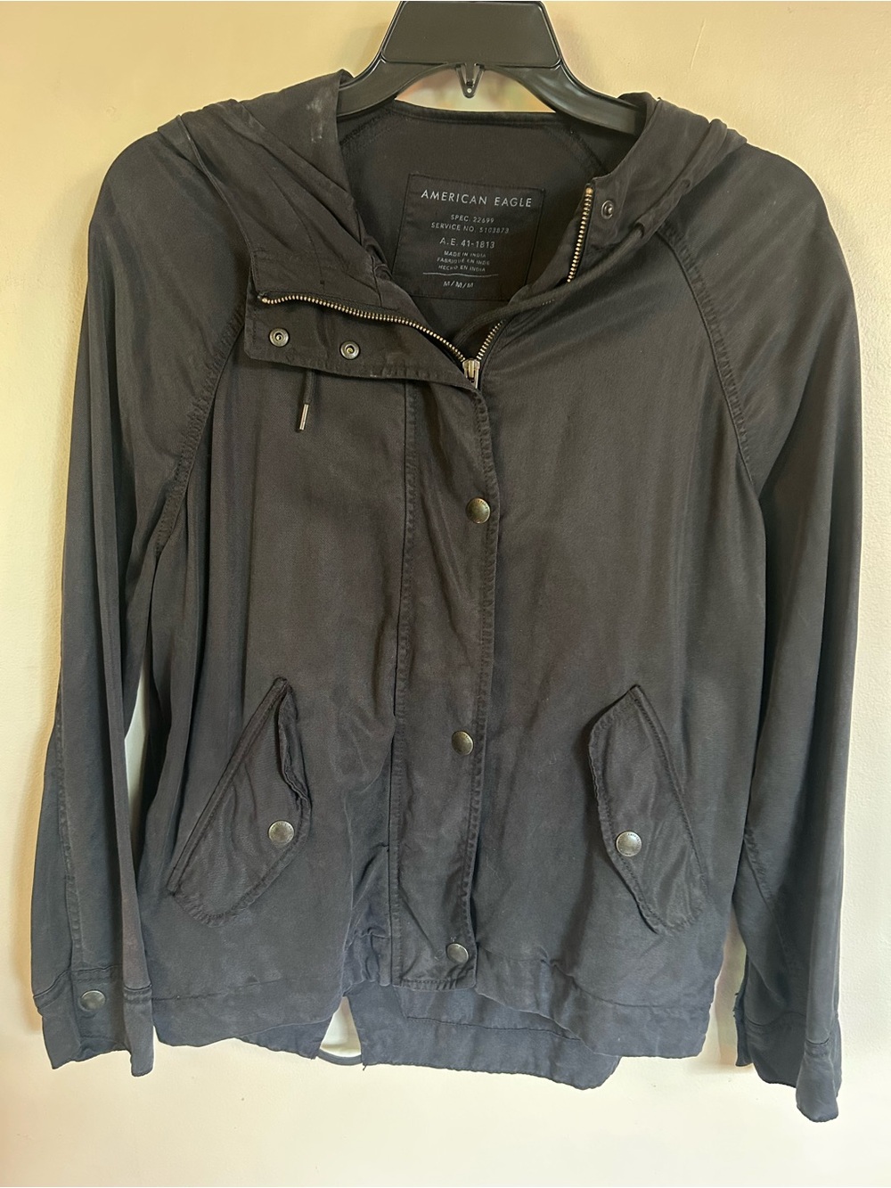 American Eagle Outfitters Black Hooded Utility Anorak Jacket